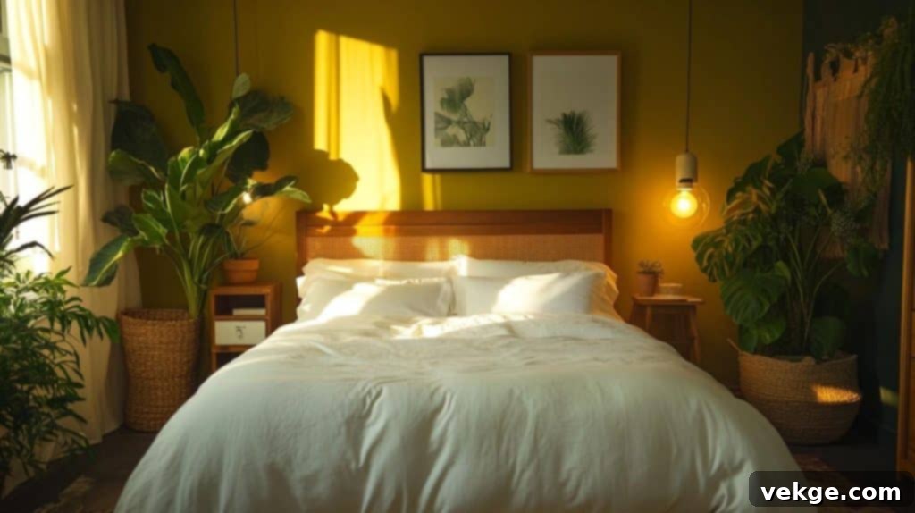 Sonra: Misafir yatak odası, Sherwin Williams Palm Leaf ile boyanarak, dinlendirici, uyku dostu bir ortam yaratıldı ve dekor geliştirildi.