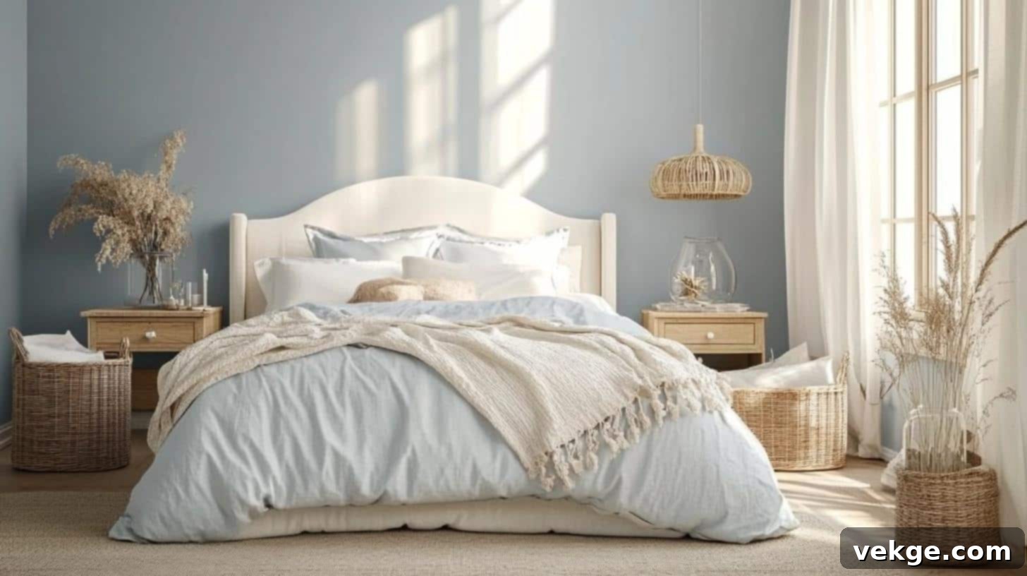 Benjamin Moore Gentle Gray in Bedroom creates a serene atmosphere for rest