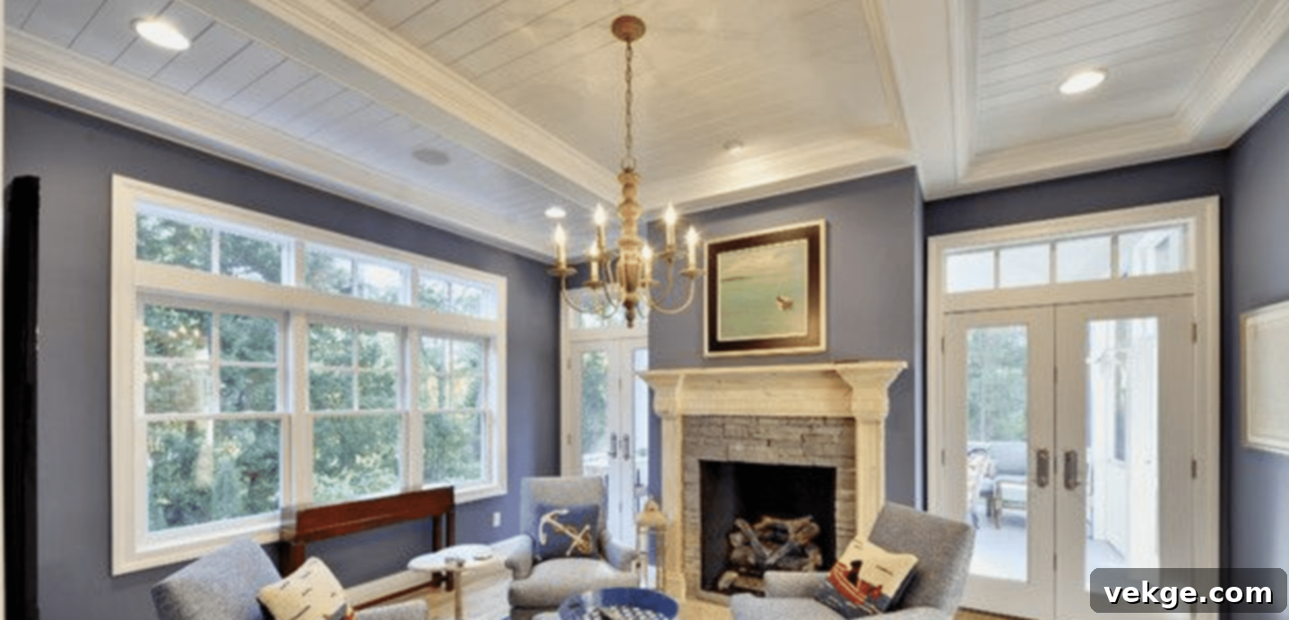 Using Bracing Blue in Interiors - Living Room with Blue Gray Walls
