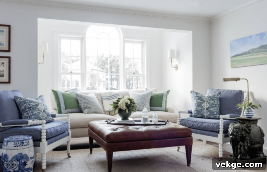 Erin Gates Design living room with original fireplace and plush seating