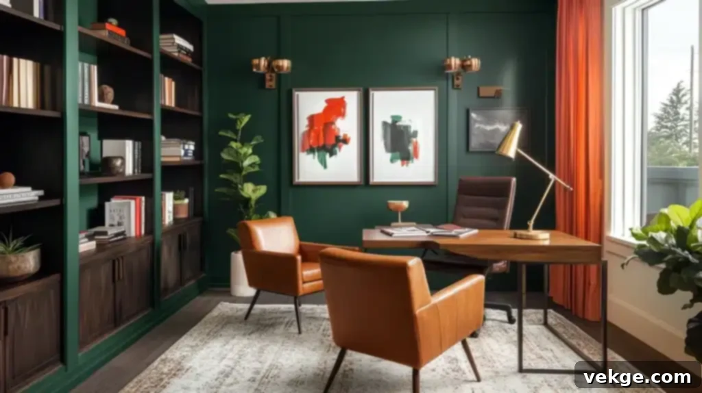 Dard Hunter Green Home Office Bookshelves