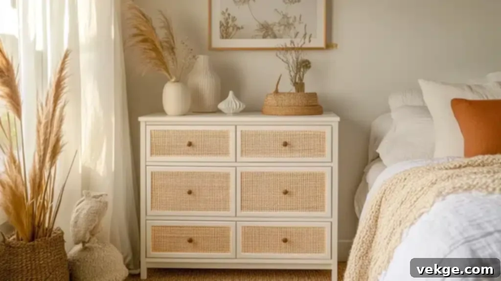 Frances Woven Rattan 6 Drawer Dresser