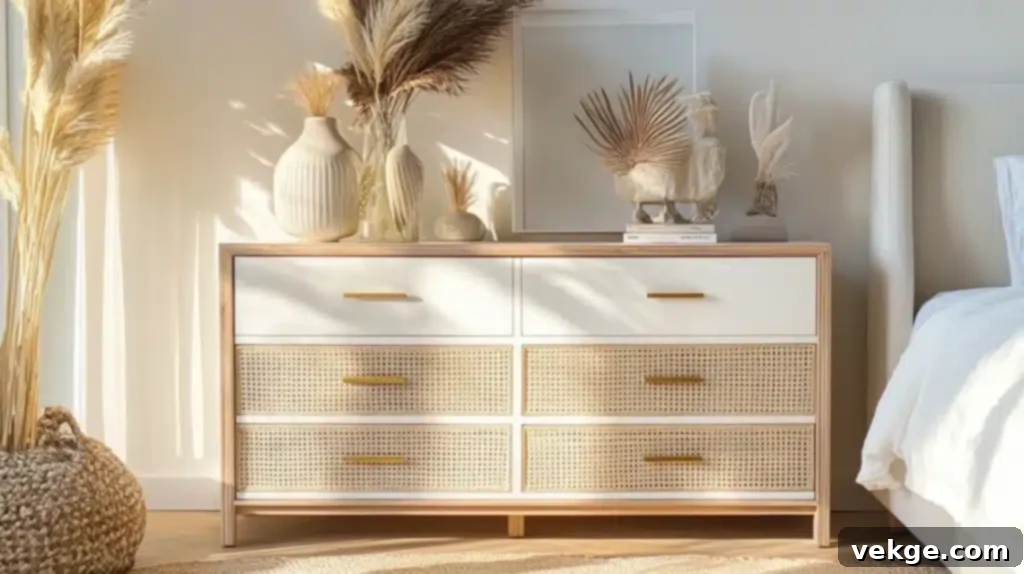 Whizmax Rattan 6 Drawer Dresser