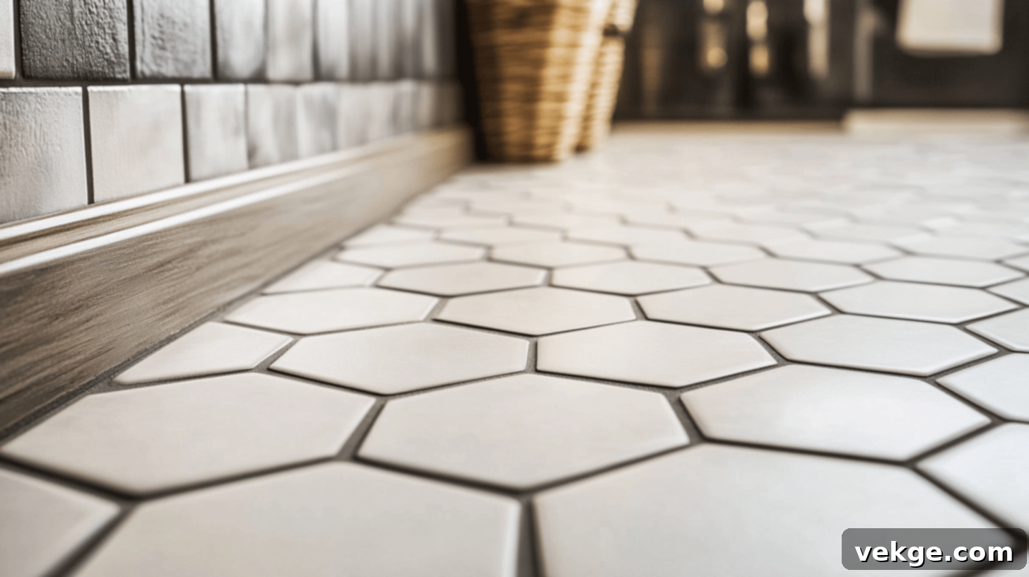 Hexagonal Tiles with Grey Grout