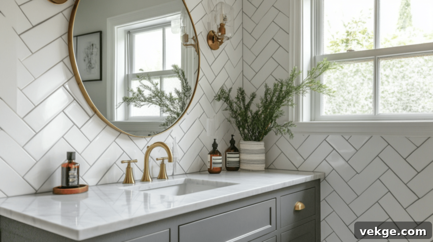 Contrasting Vanity Backsplash