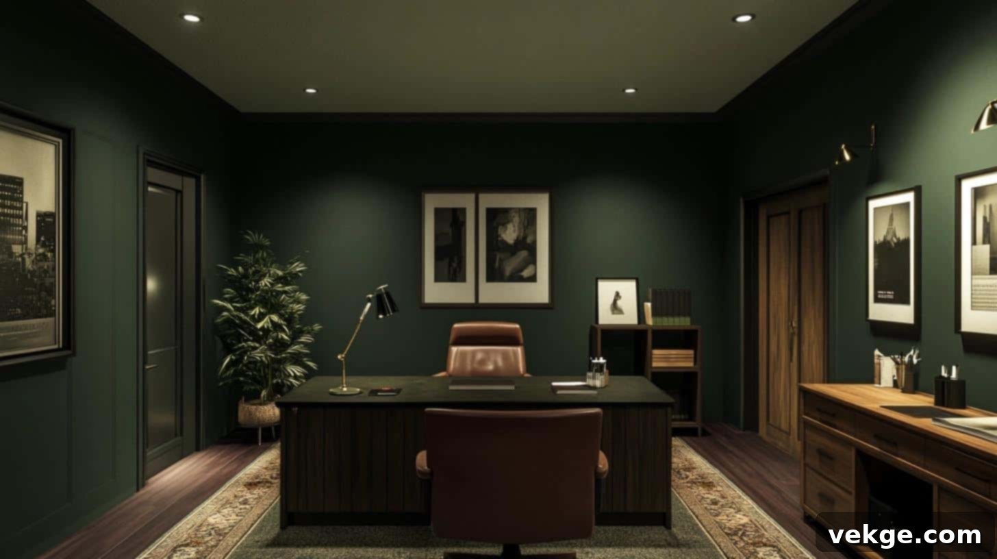 Executive Office with Deep Forest Green Walls
