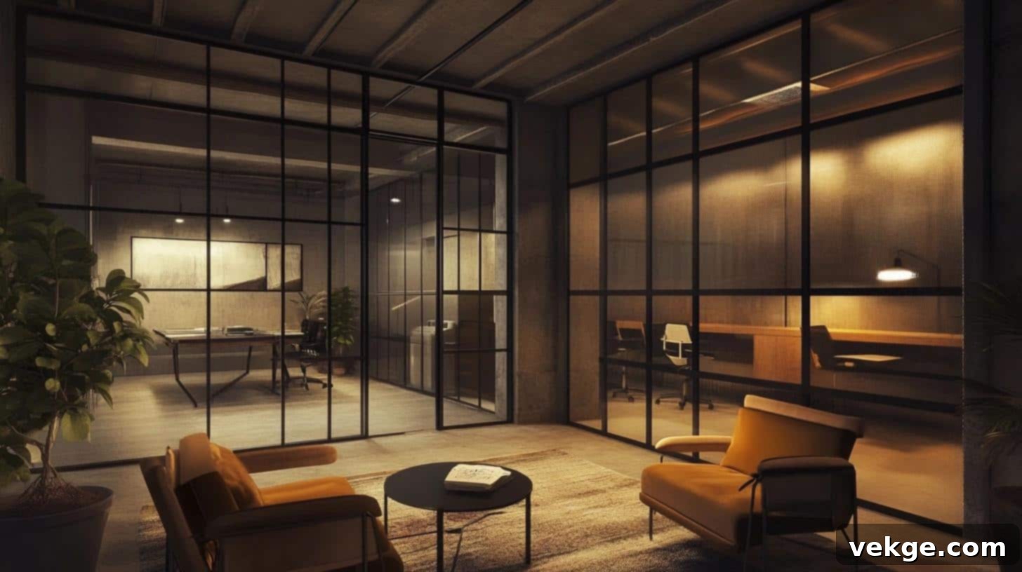Modern Office with Black Framed Glass Partitions