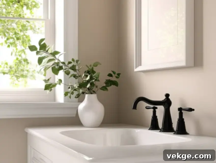 Light Taupe paint color for a balanced and sophisticated small bathroom