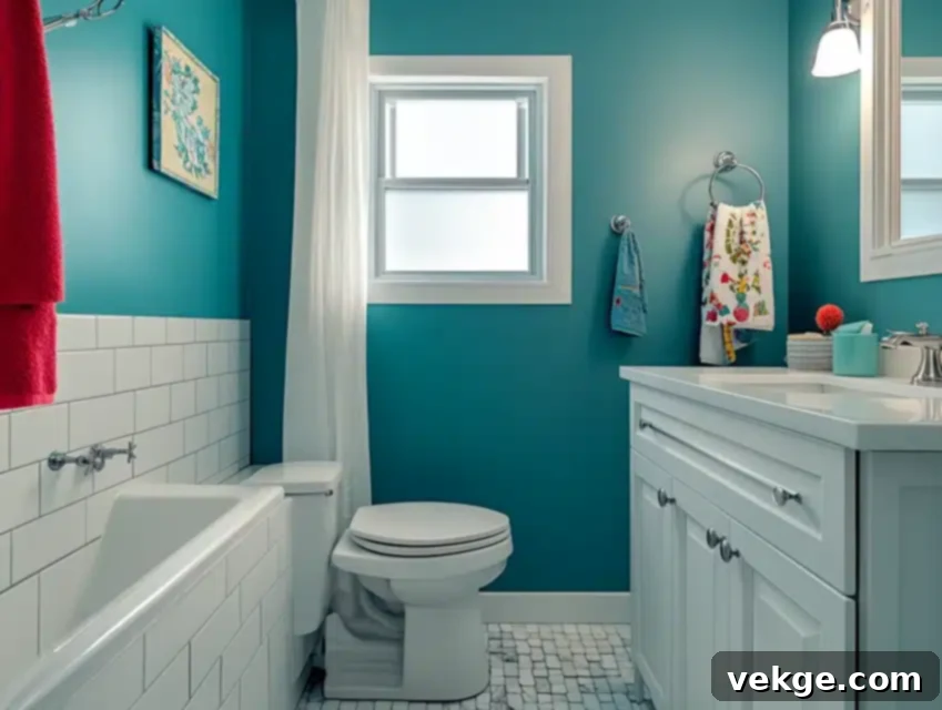 Light Teal paint color for a fresh and vibrant small bathroom