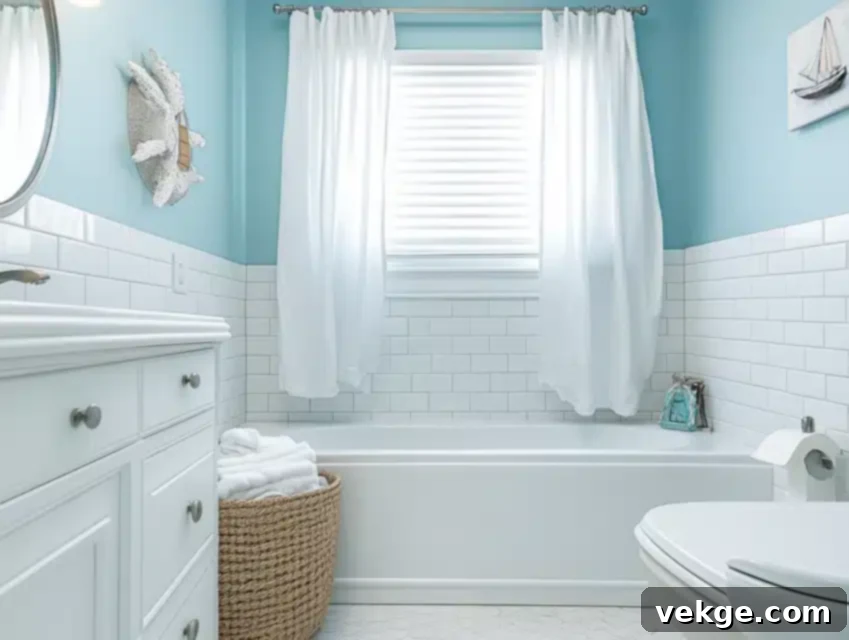 Powder Blue paint color for a serene and spacious small bathroom