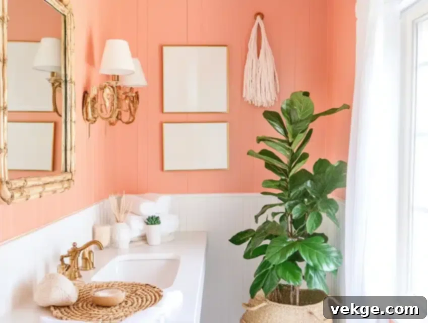 Pale Coral paint color for a warm and vibrant small bathroom