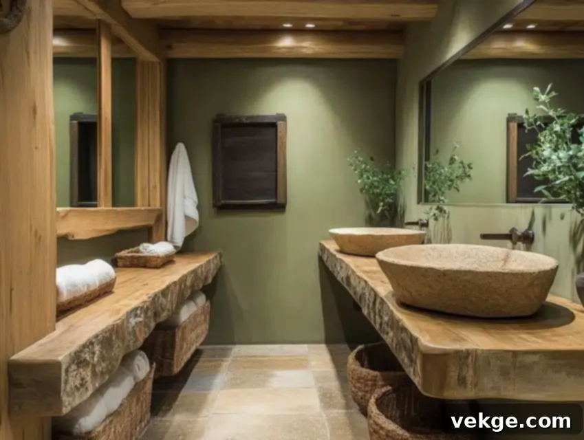 Light Olive paint color for a grounded and natural small bathroom