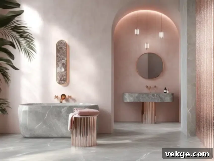 Light Blush paint color for a soft and romantic small bathroom