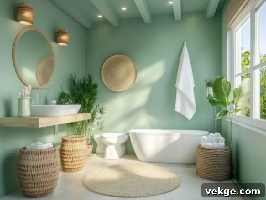 Seafoam Green paint color for a breezy and coastal small bathroom