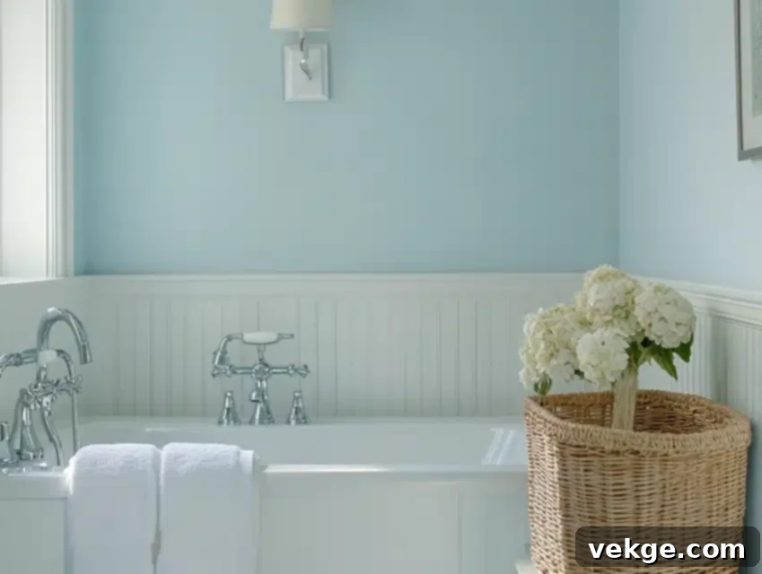 Pale Blue paint color for a tranquil, spa-like small bathroom