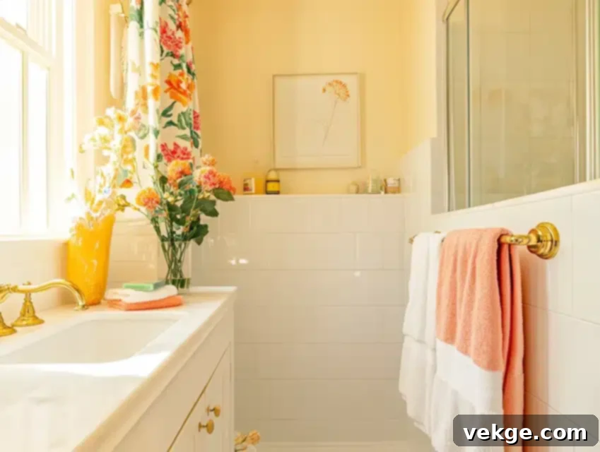 Buttercream paint color for a warm and sunny small bathroom