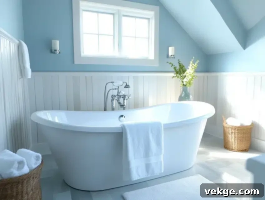 Misty Blue paint color for a serene and modern small bathroom