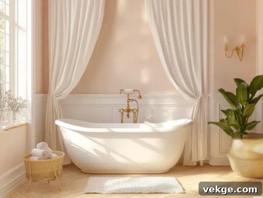 Soft Peach paint color for a cheerful and warm small bathroom
