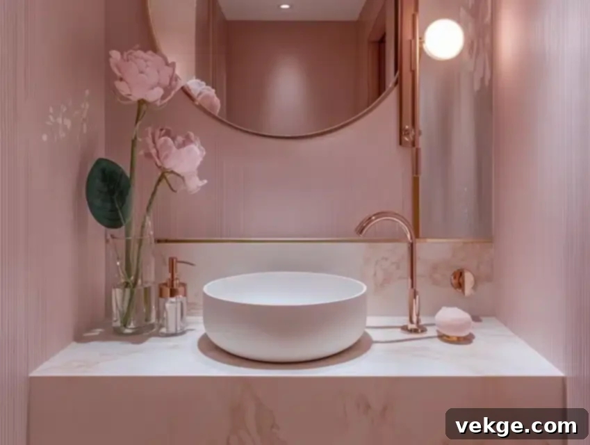 Blush Pink paint color for a chic and feminine small bathroom