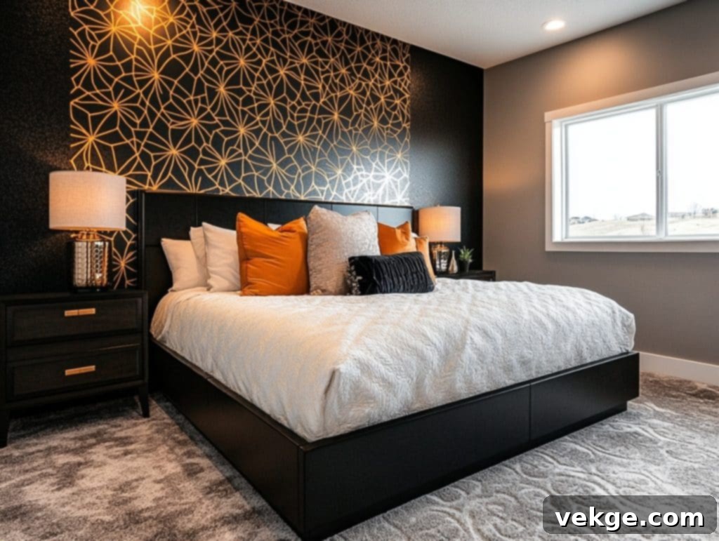 Black with a Stenciled Metallic Pattern
