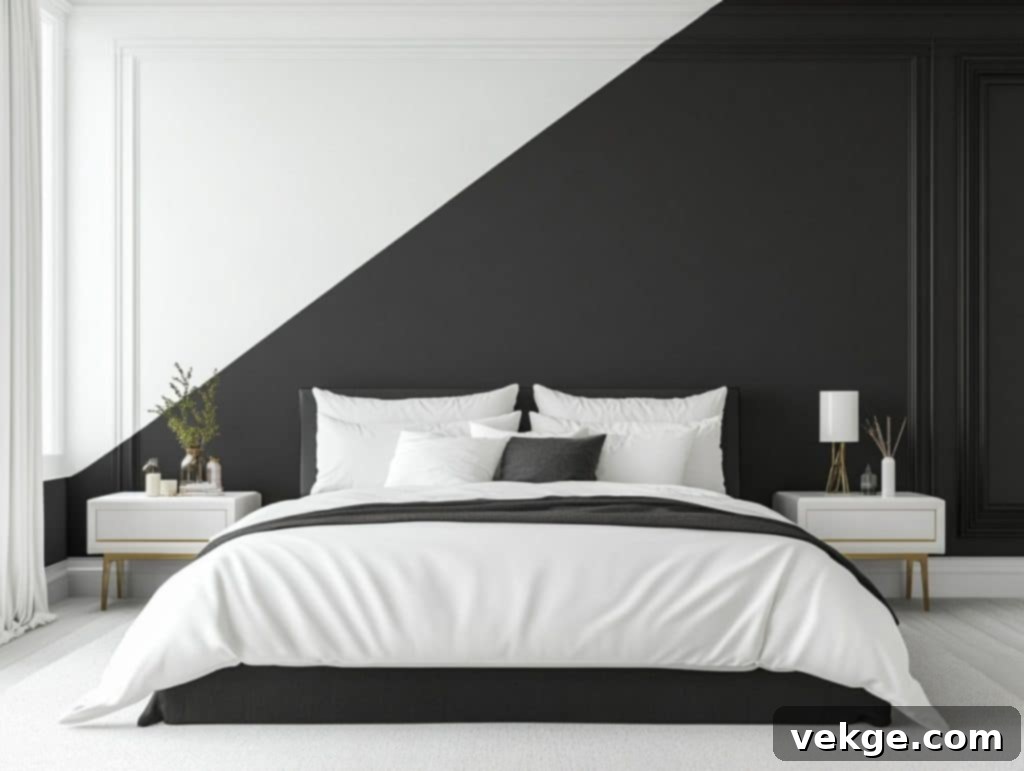 Two-Tone Wall with Black on the Bottom and White on the Top