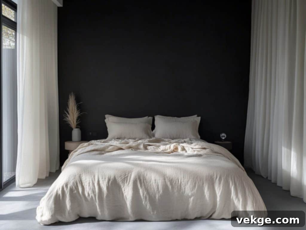 Minimalist Black Headboard Accent Wall