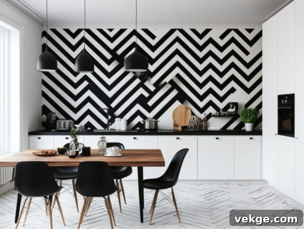 Black and White Chevron Design Wall