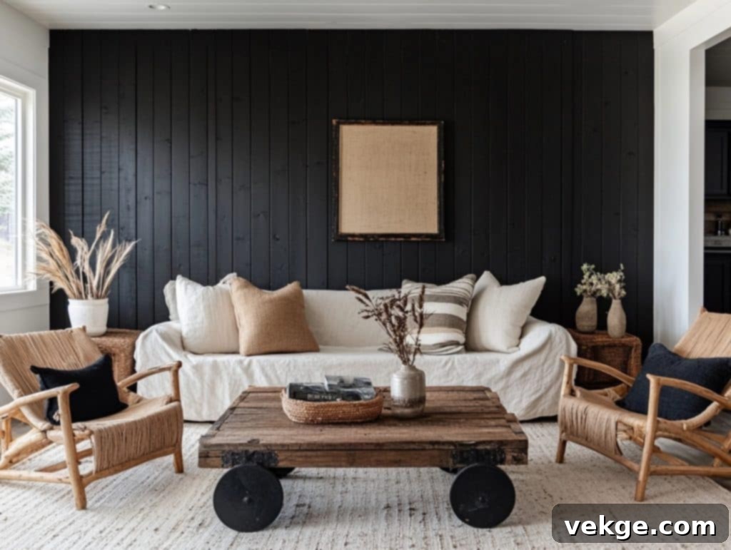 Black Shiplap Wall for a Rustic Touch