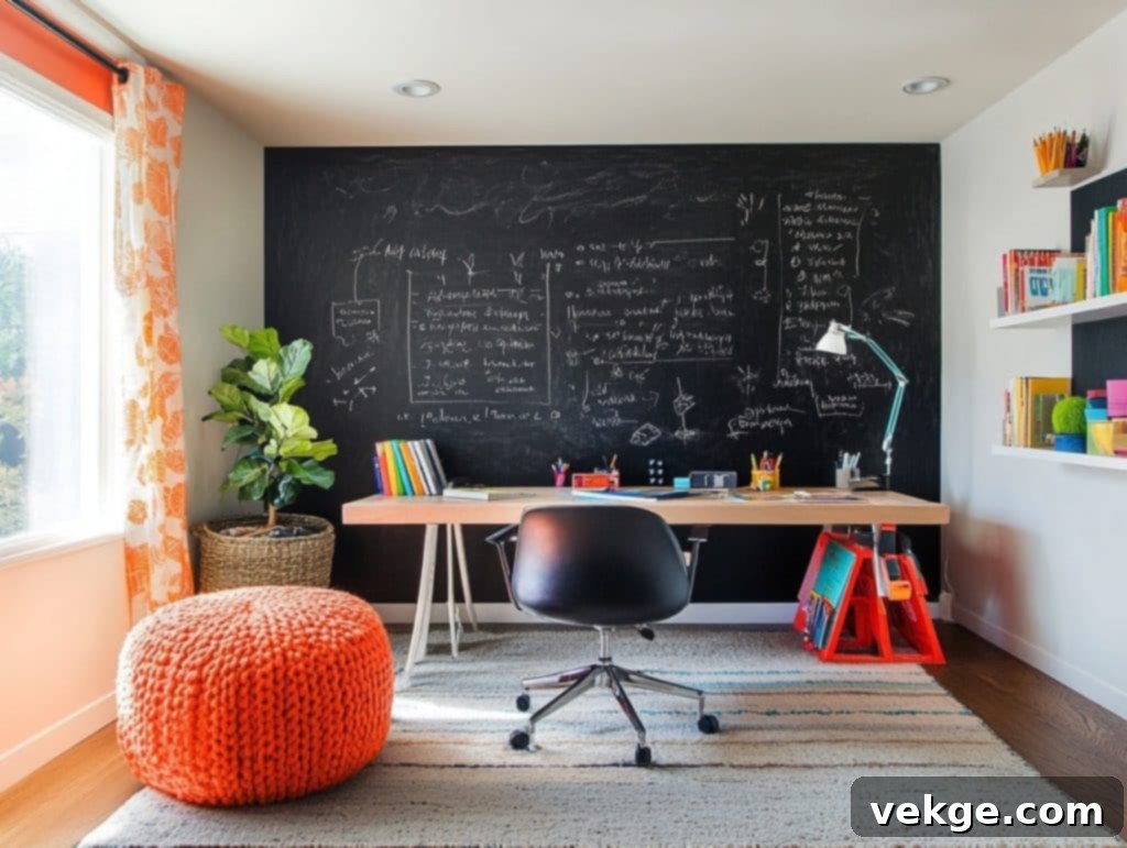 Black Chalkboard Paint Wall for Notes and Planning