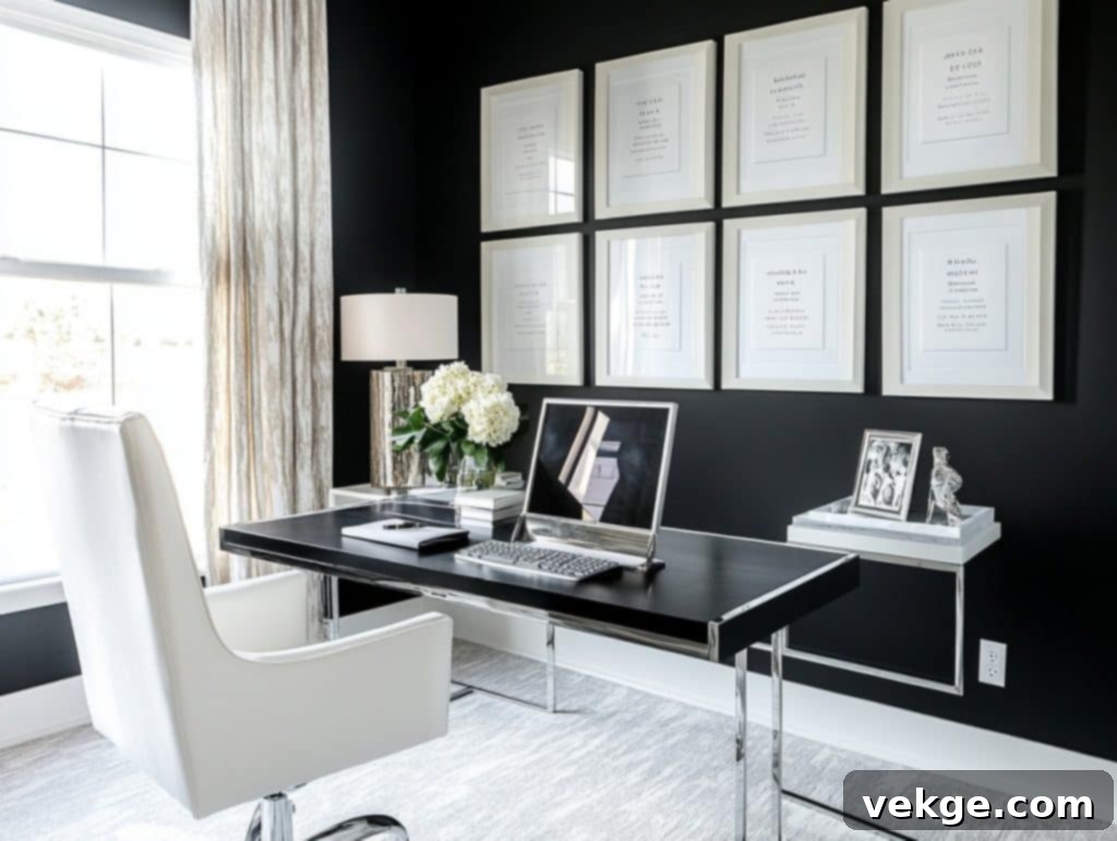 Black Wall with Framed Motivational Quotes