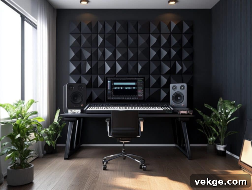 Black with Soundproof Panels for a Modern Studio