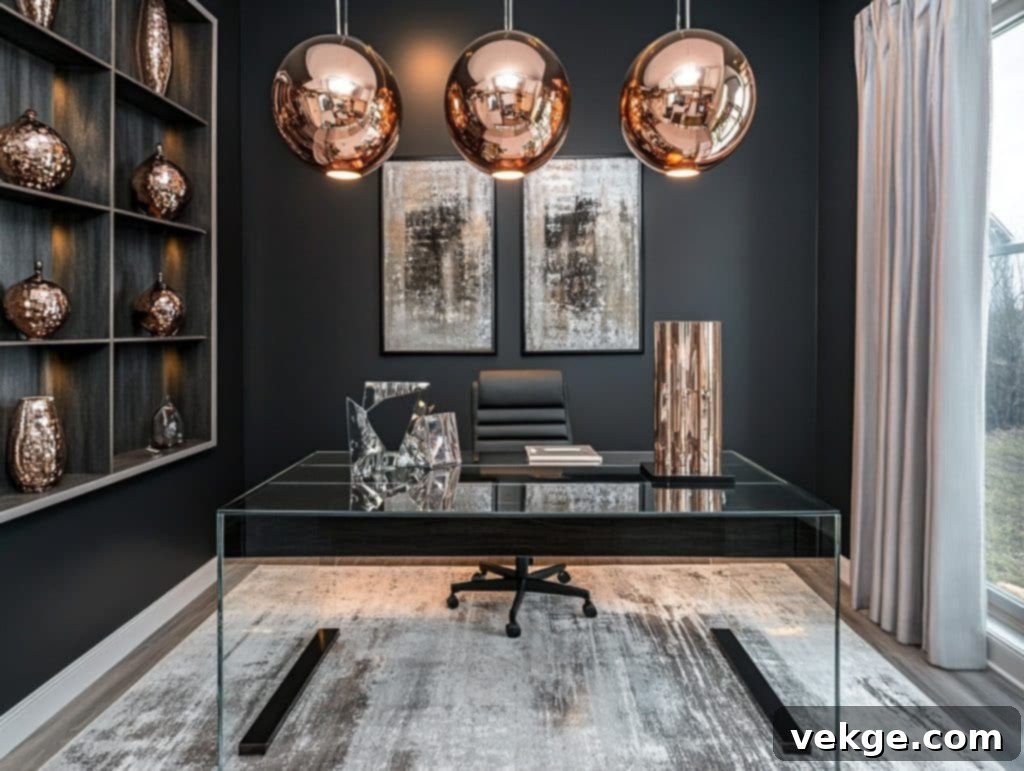 Black Paired with Glass and Metallic Decor