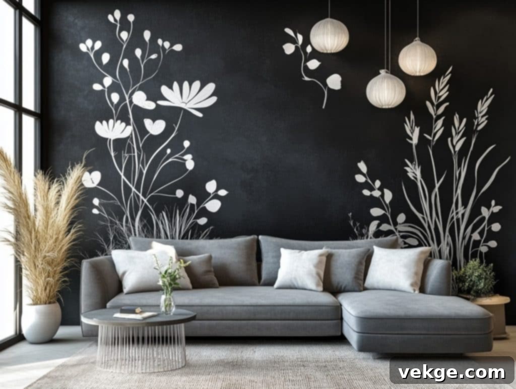 Black and White Mural-Style Painting