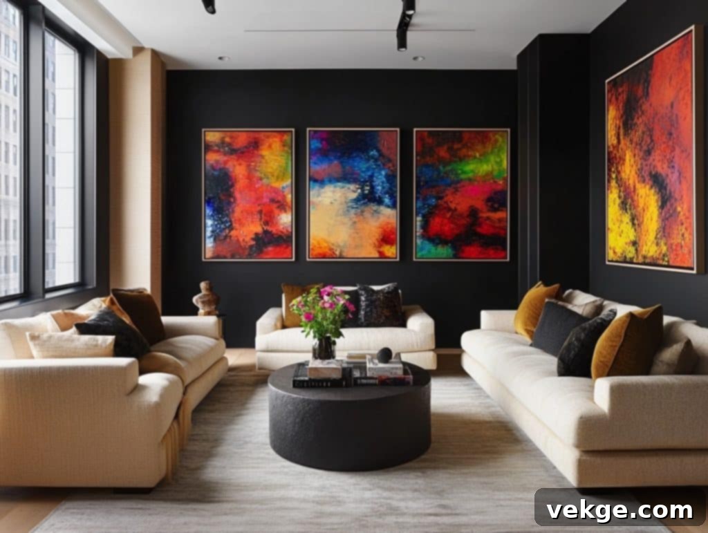 Black with Colorful Artwork for Contrast