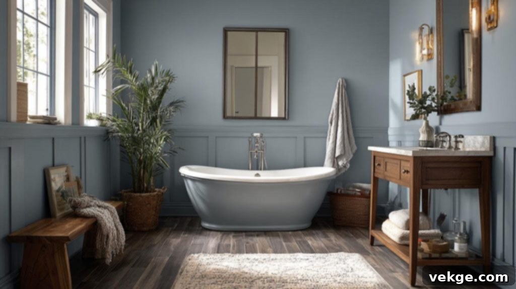 Bathroom design with Sherwin-Williams Stardew walls