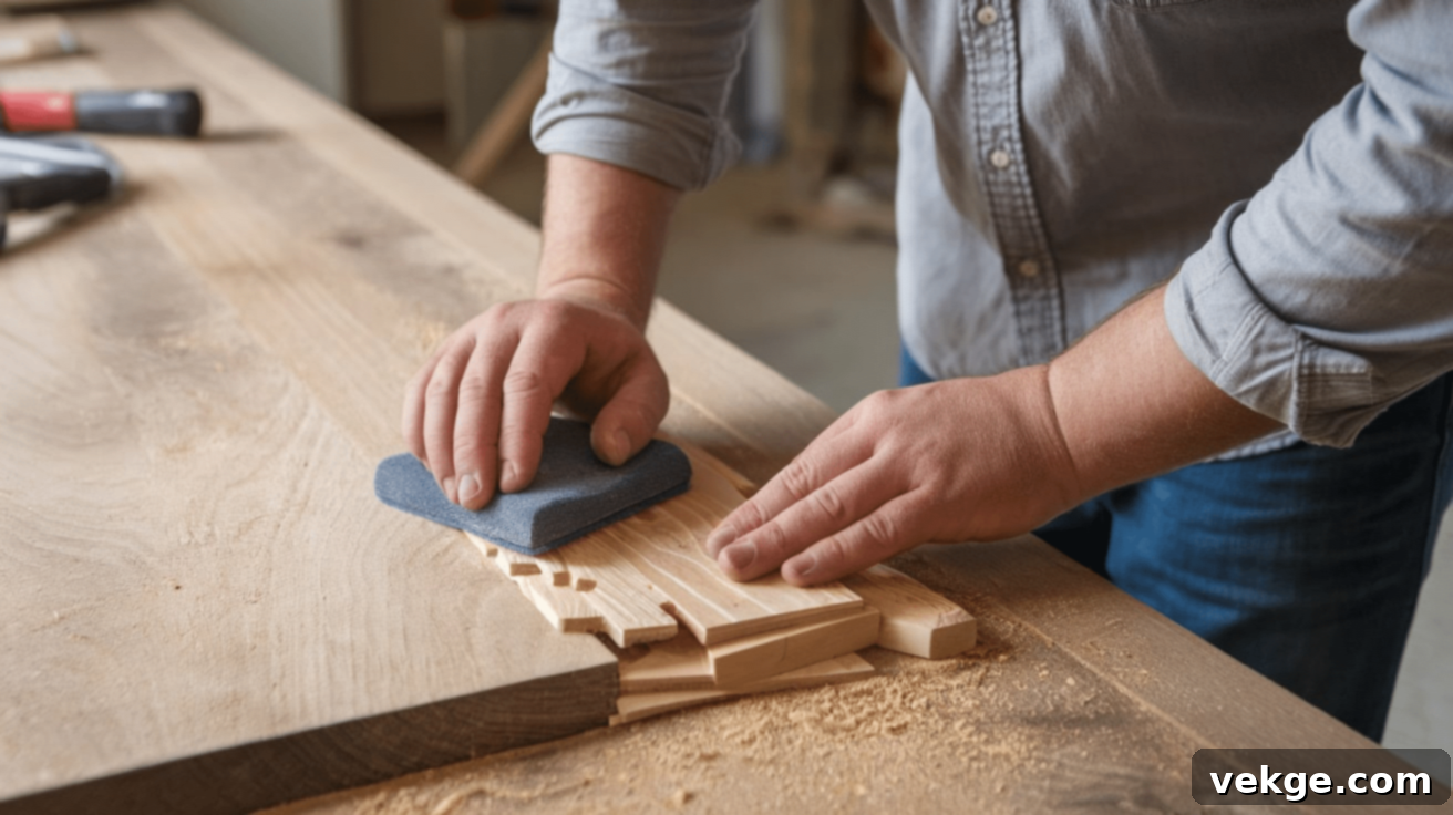 Sanding and Smoothing the Wood Repair for Smooth Finish
