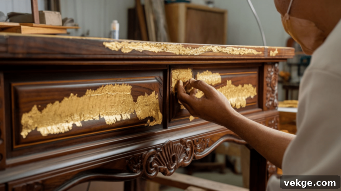 Applying Gold Leaf to Furniture for Creative Touch