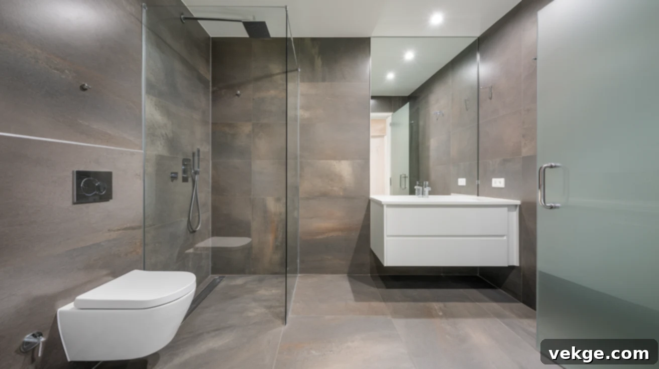Stylish wet room with modern waterproof wall panels