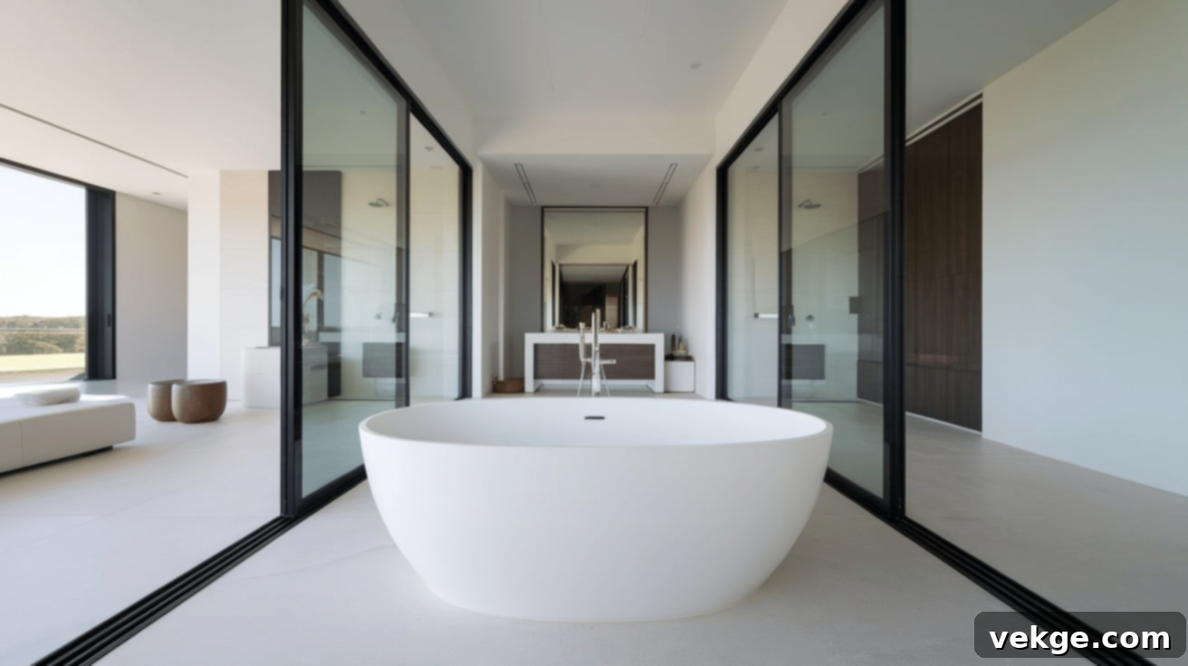 Modern Freestanding Tub in a Spacious Wet Room Bathroom Design