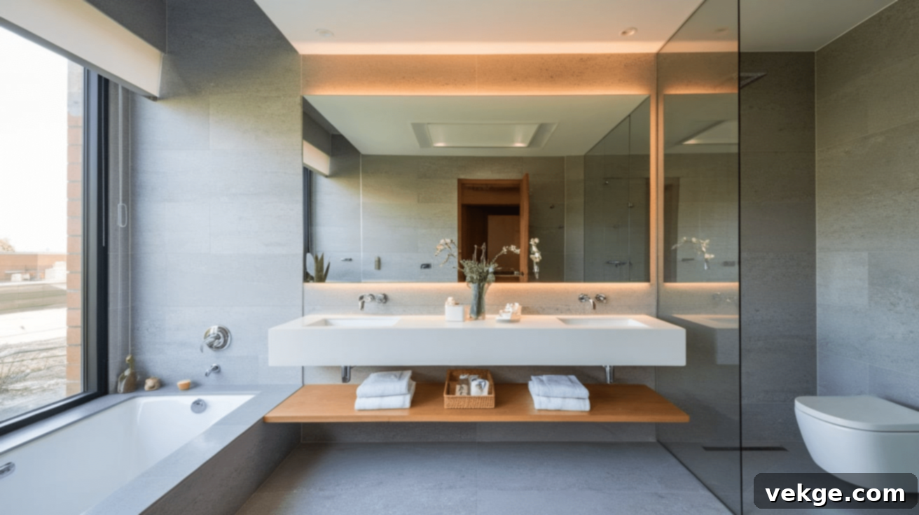 Expansive Large Mirror in a Modern Wet Room Bathroom