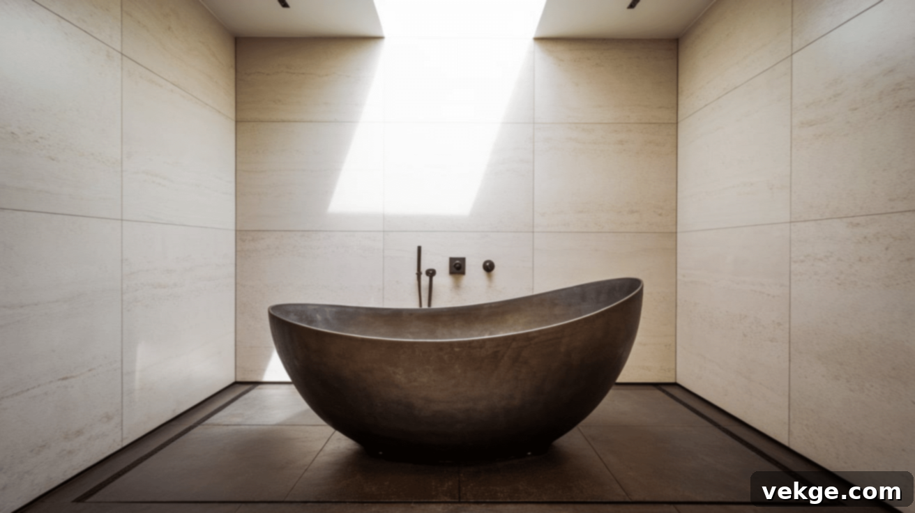 Luxurious Statement Bathtub as a Focal Point in a Wet Room