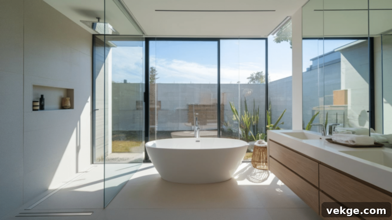 Sleek Glass Panels for Shower Separation in a Wet Room