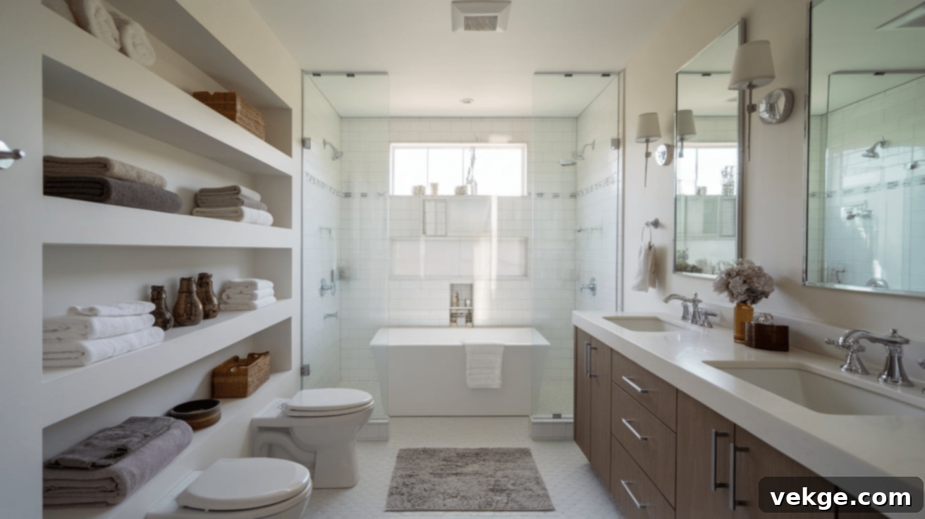 Space-Saving Built-in Shelving in a Wet Room Design