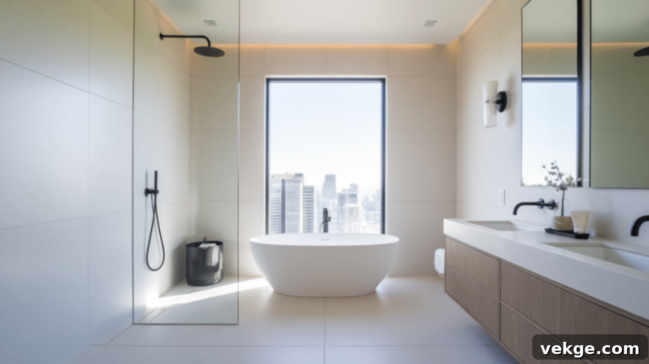 Sleek Minimalist Fixtures in a Contemporary Wet Room