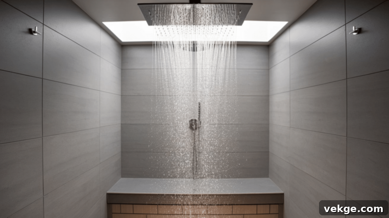 Luxurious Rain Shower Head in a Modern Wet Room Bathroom