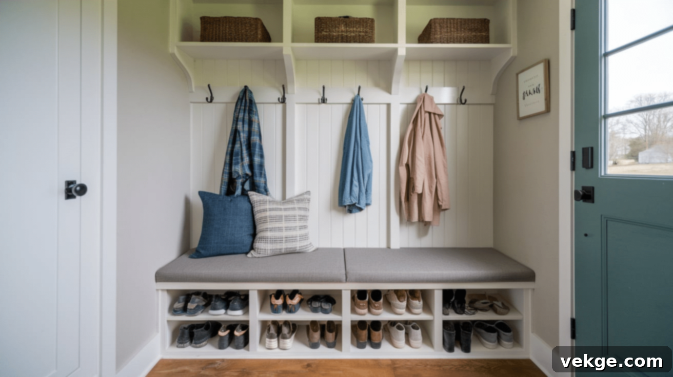 Farmhouse Mudroom Built-In Bench with Storage