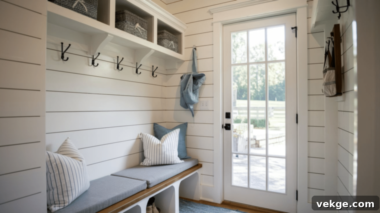 Farmhouse Shiplap Walls in Mudroom