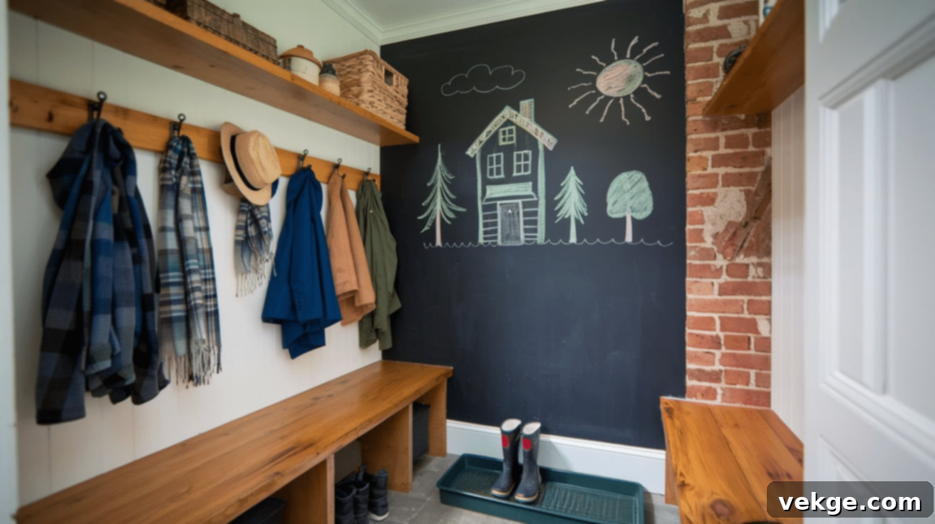 Chalkboard Wall for Farmhouse Mudroom