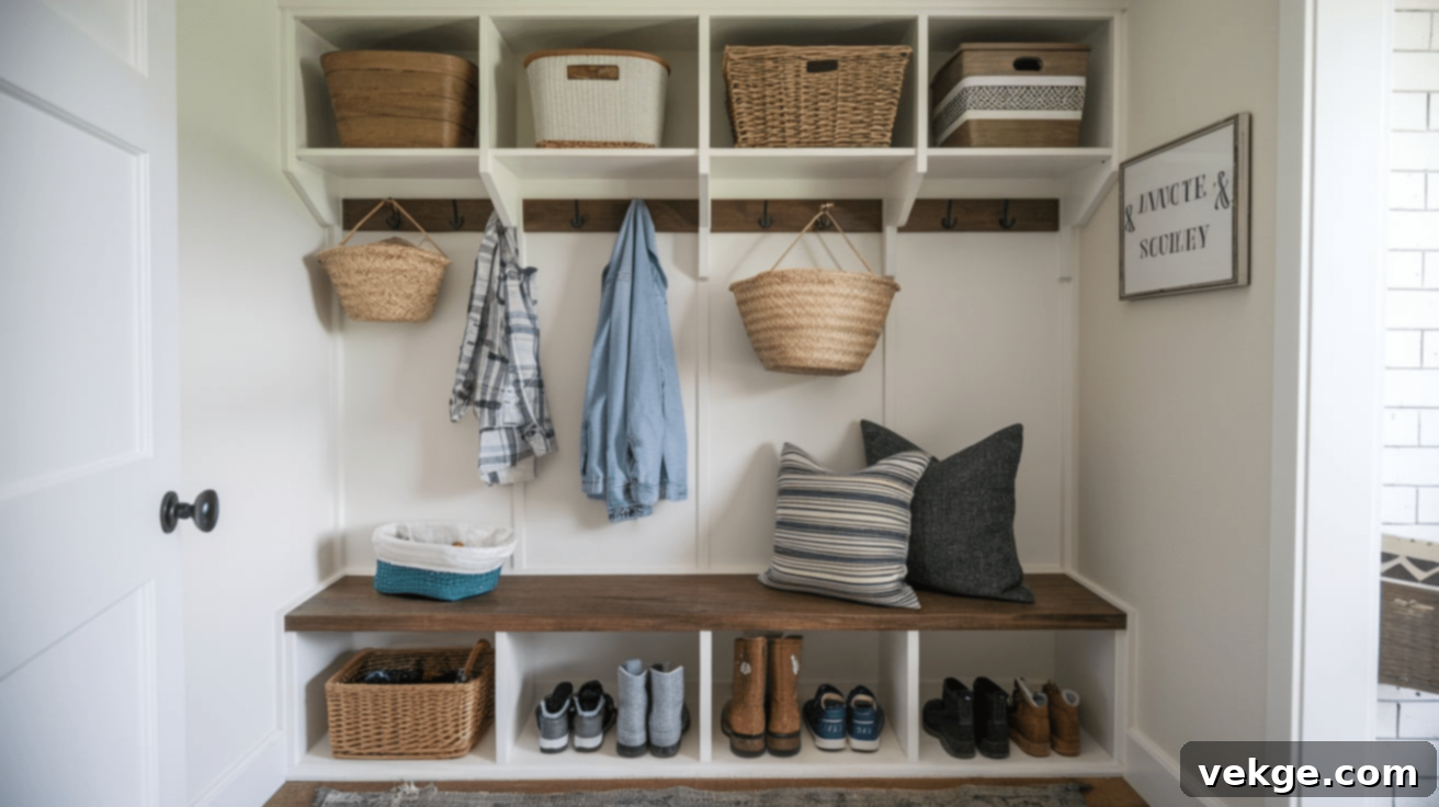 Baskets and Bins for Mudroom Organization