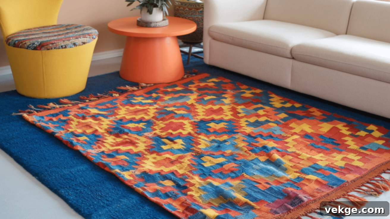 Playful Patterned Layered Rugs adding a bold and fun look